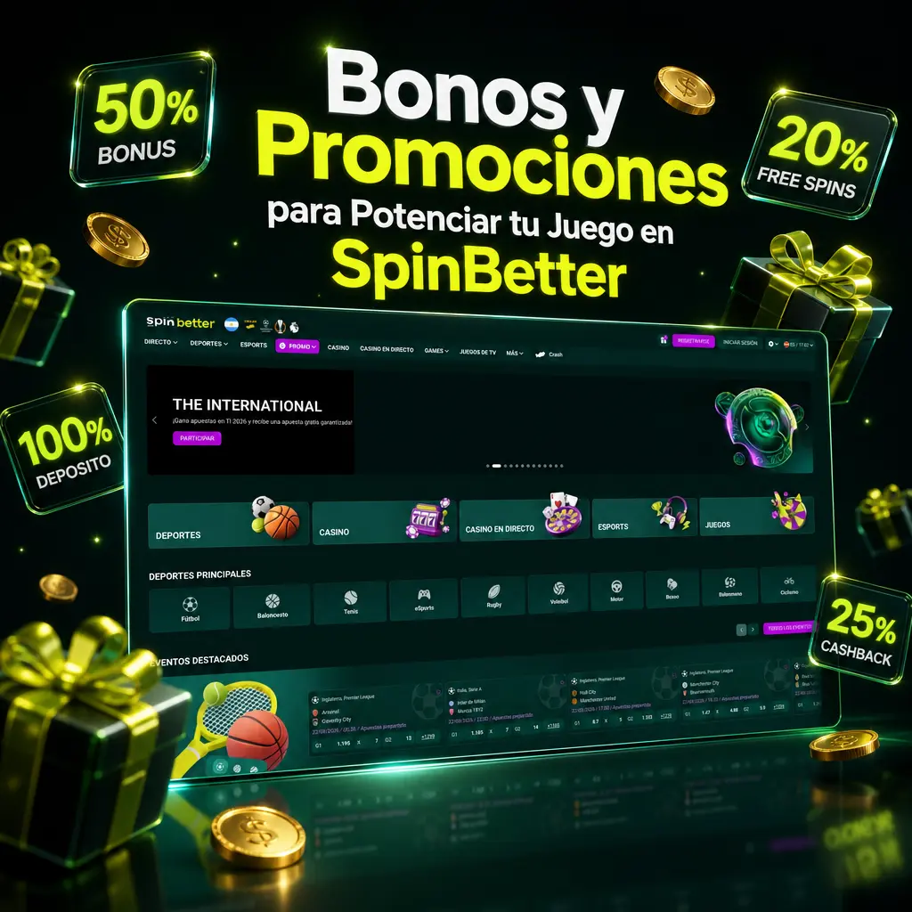 Bonos de bienvenida de casino y deportes en SpinBetter, con giros gratis y requisitos de apuesta detallados