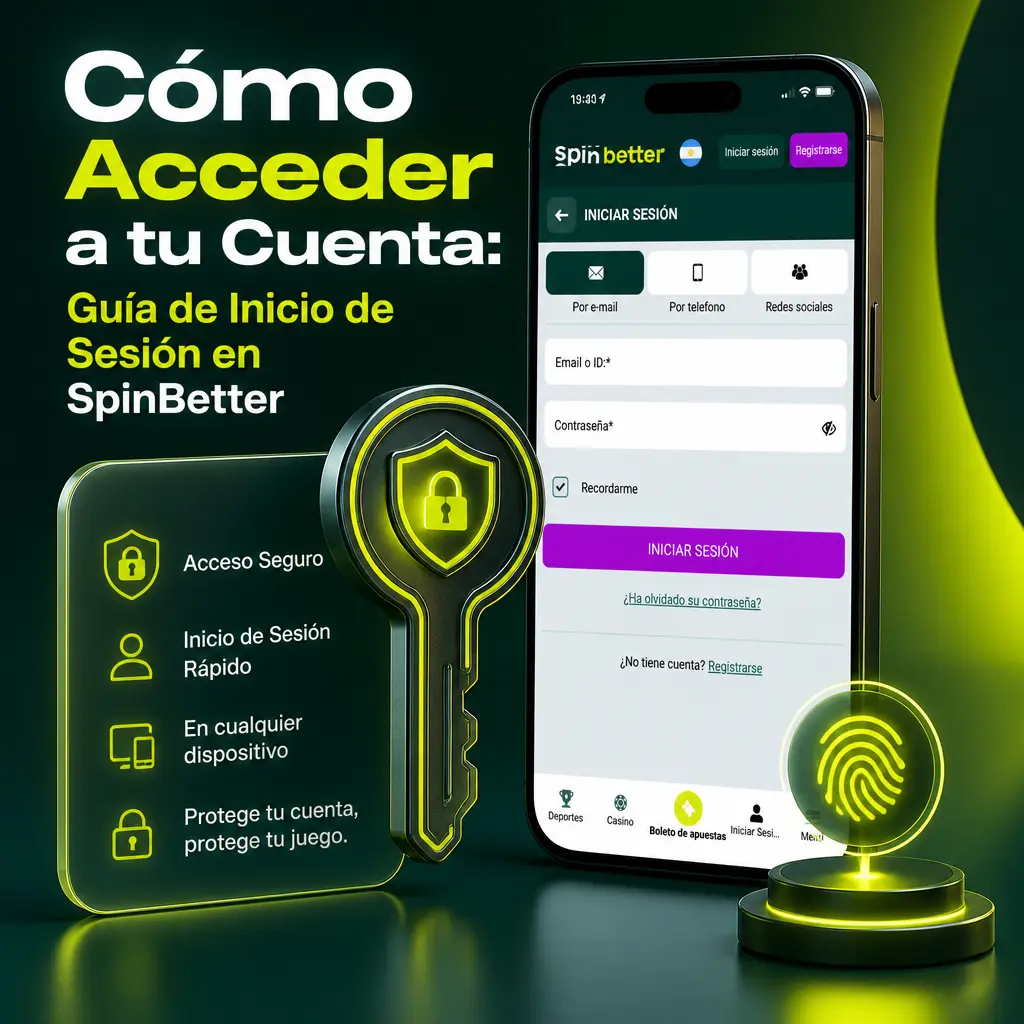 Guía para iniciar sesión en SpinBetter y acceder al saldo, bonos activos e historial de apuestas desde tu cuenta.