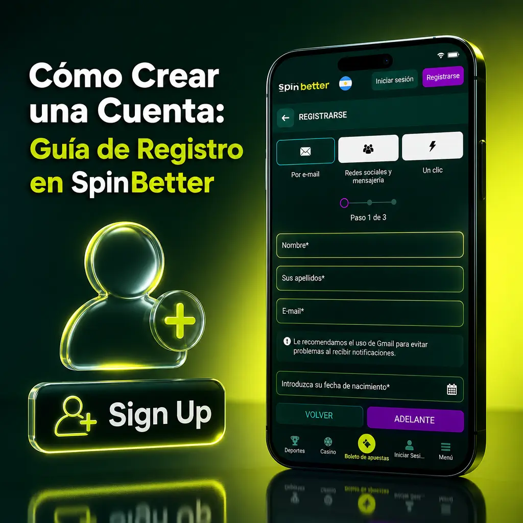 Guía de registro en SpinBetter: pasos para crear una cuenta, elegir método y activar el bono de bienvenida.