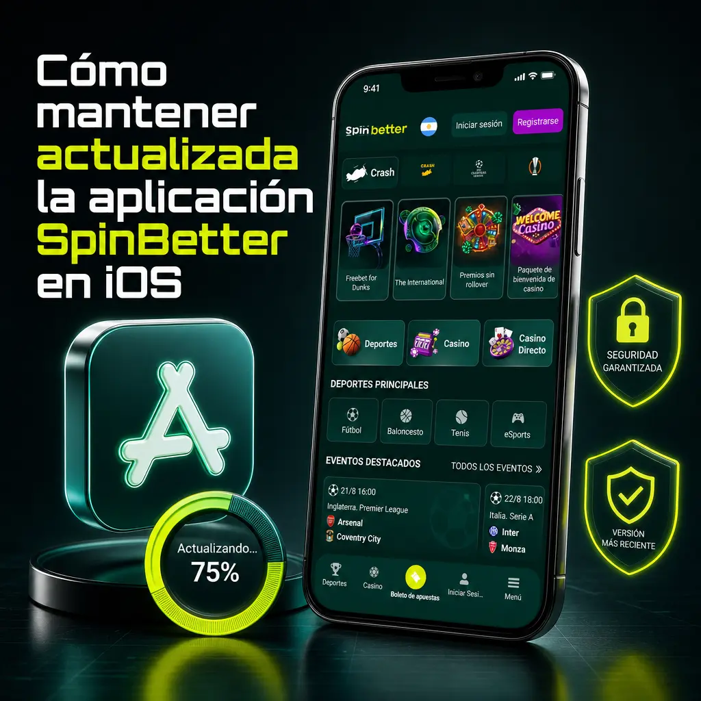 Guía para actualizar la app PWA de SpinBetter en iOS: verificar enlace, renovar acceso directo y confirmar ícono antes de iniciar sesión.