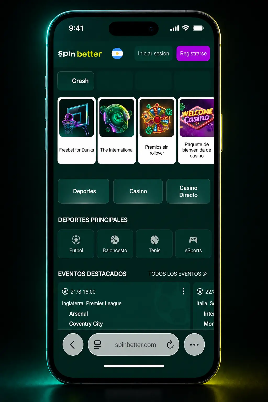 Pasos para instalar SpinBetter en iOS: acceder desde Safari y agregar el acceso directo a la pantalla de inicio del iPhone.
