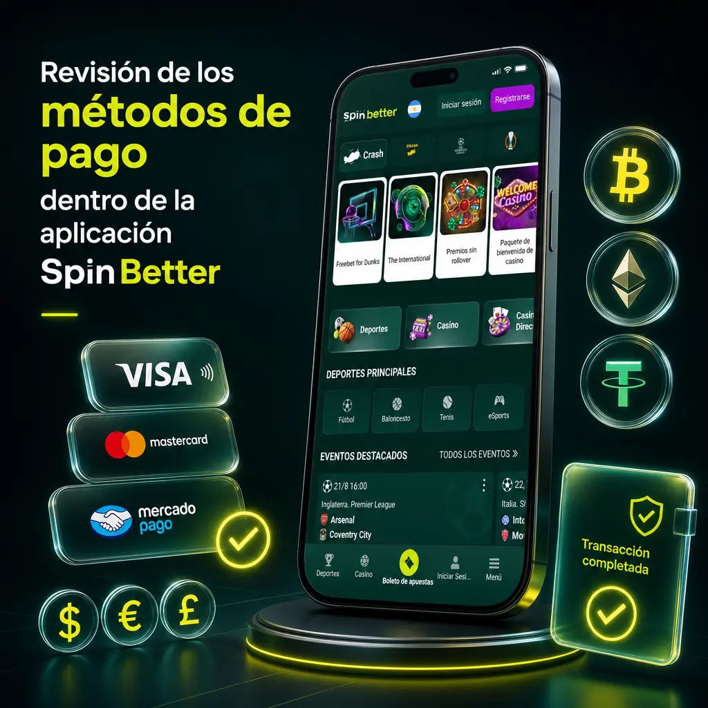 Métodos de pago en la app SpinBetter: Mercado Pago, Bitcoin, Ethereum, USDT y Litecoin para usuarios de Argentina