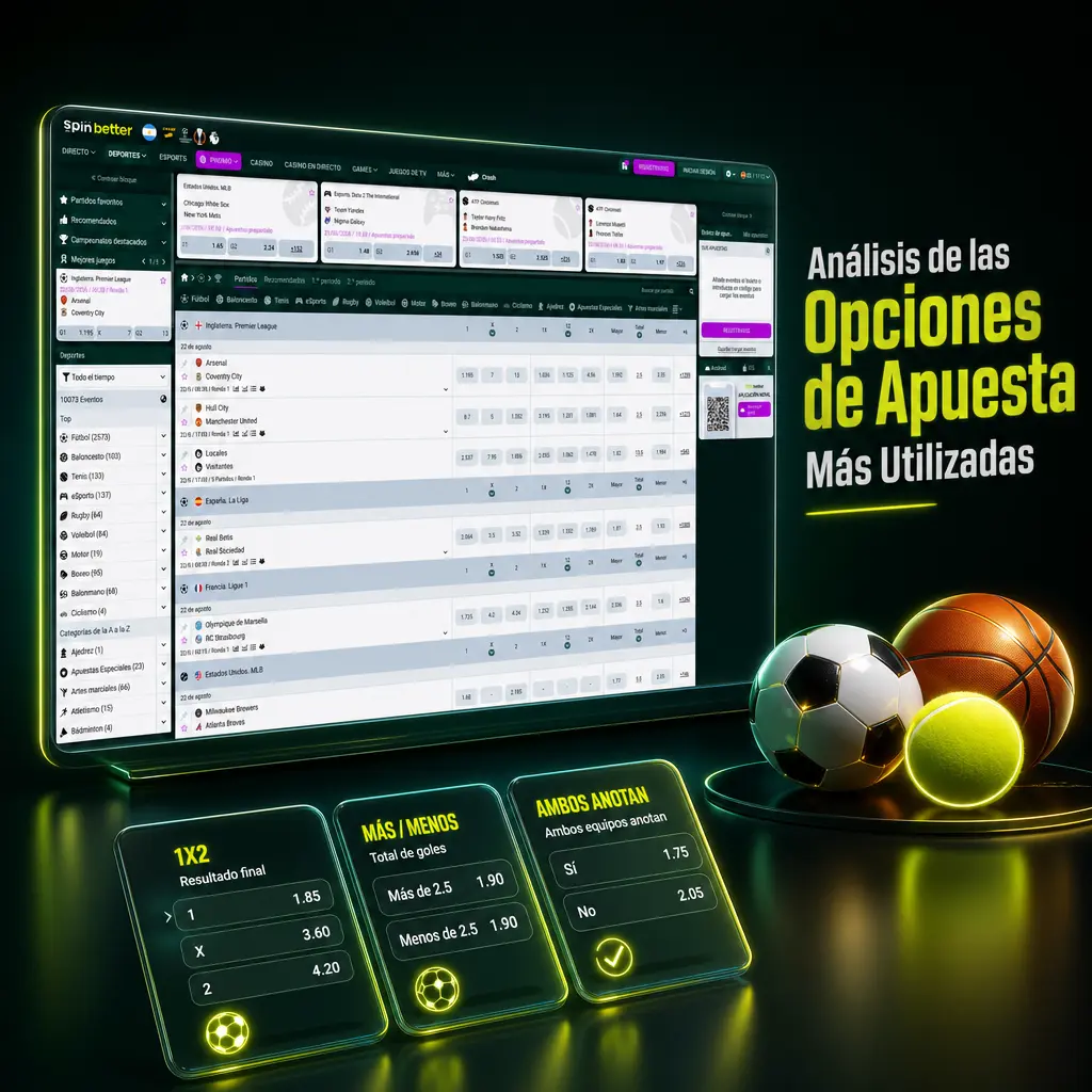 Comparación de apuestas Pre-Match, En Vivo y Combinadas en SpinBetter según mercados, cuotas y velocidad de liquidación.